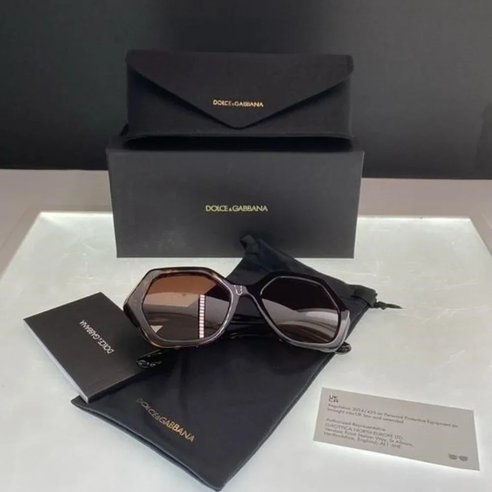 💯 - New Authentic DOLCE & GABBANA Gradient Brown Irregular Ladies Sunglasses